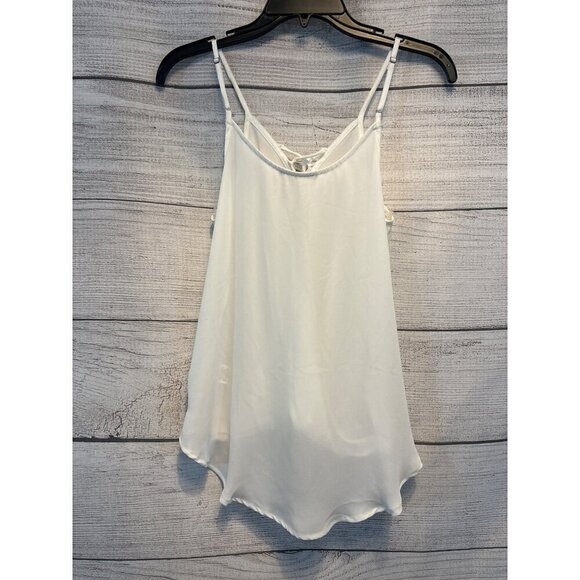Staccato White Lace Up Flowy Tank Top Size S - Picture 2 of 2